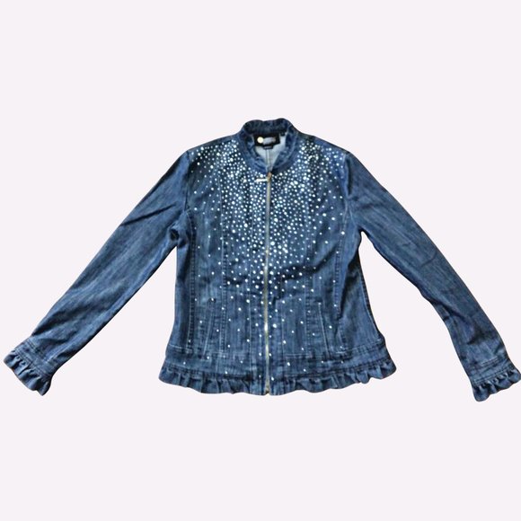 Rhinestone Denim Jacket, Juniors Size M - Picture 1 of 7